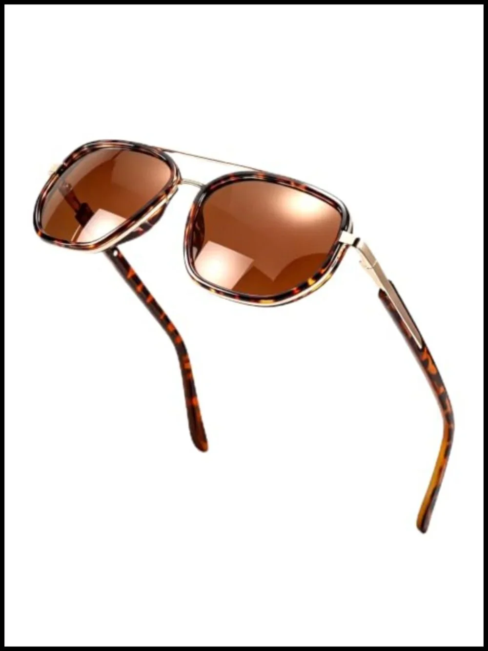 Polarized Aviator Sunglasses UV400 TR90 Frame Double Bridge Retro Pilot Shades